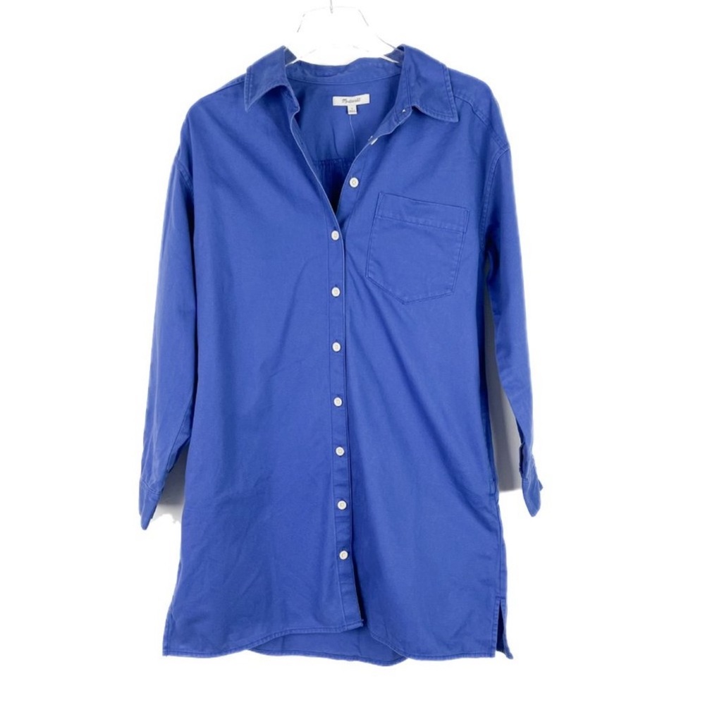 MADEWELL Blue Button-Up Mini Shirt Dress - Picture 2 of 6